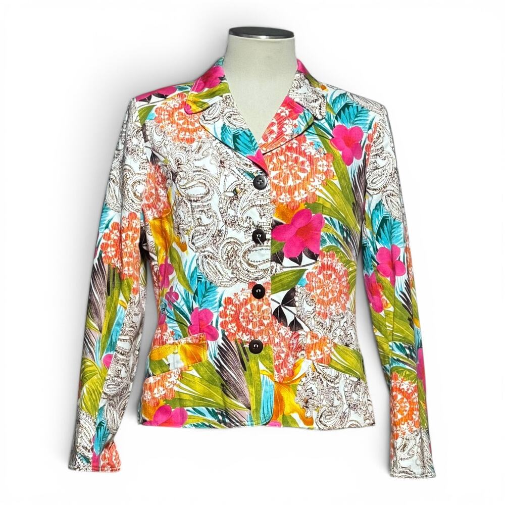 Harve Benard by Benard Holtzman Cotton Stretch Blazer Jacket Floral Paisley 14